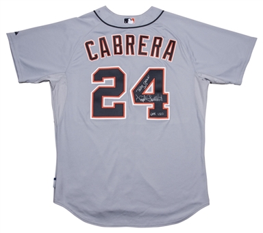 2012 Miguel Cabrera Game Used and Signed/Inscribed Detroit Tigers Road Jersey- From Triple Crown Season (PSA/DNA) 